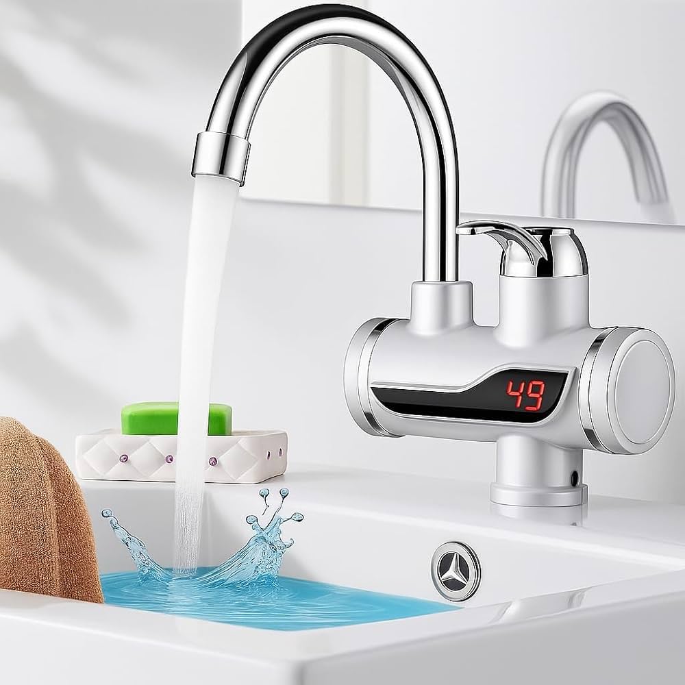 Instant Electric Water Heater Faucet – Tankless Hot Water Heater for Kitchen & Bathroom, Energy-Efficient with Adjustable Temperature Control,