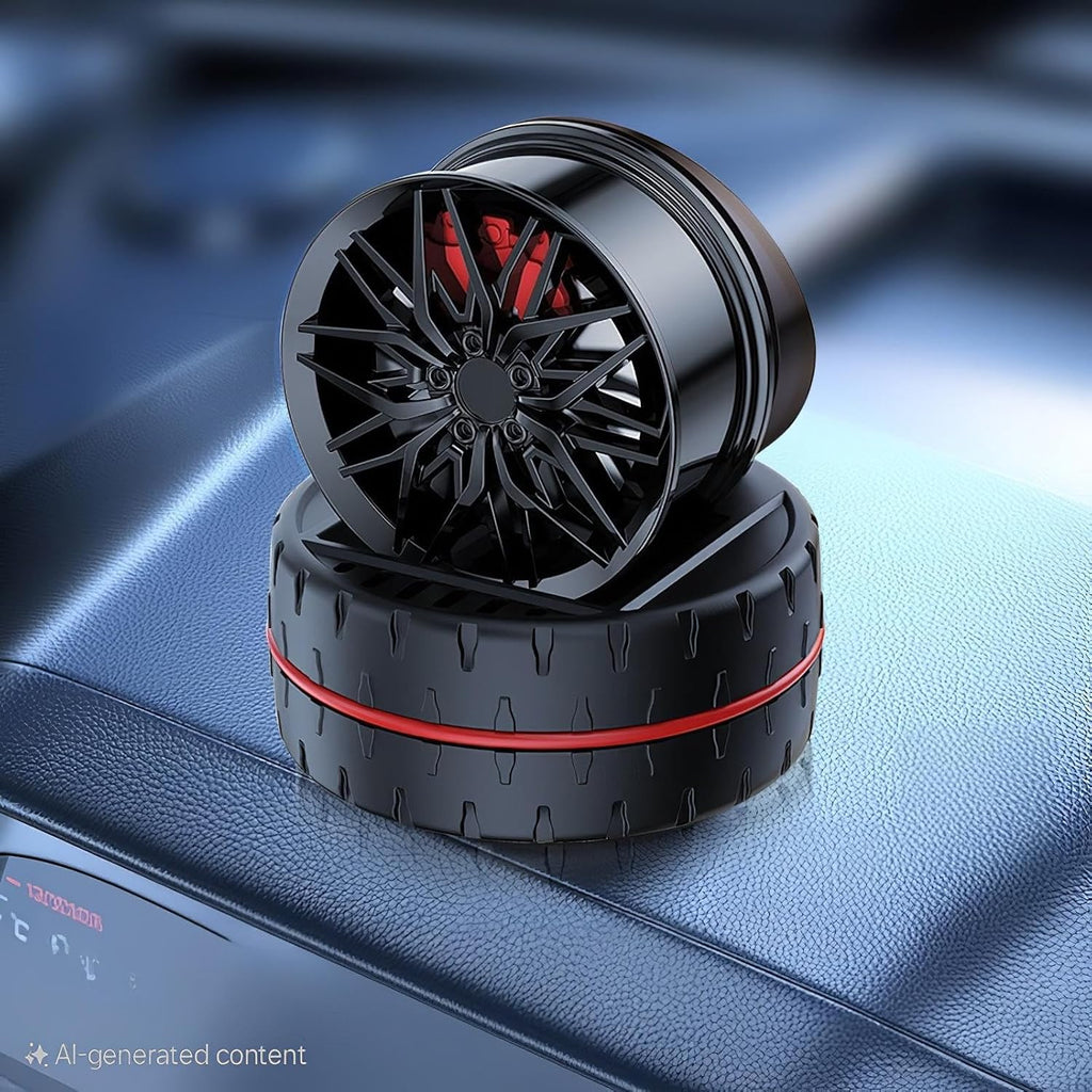 Wheel Alloy Shape Rotating Car Dashboard Air Freshener Tire Perfume Stylish Rotating Car Air Freshener Solar Car Dashboard Accessories