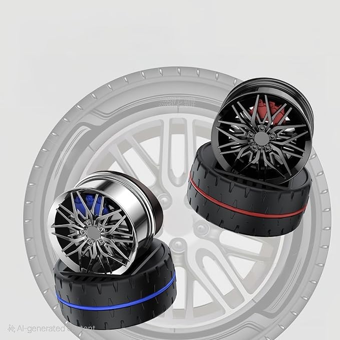 Wheel Alloy Shape Rotating Car Dashboard Air Freshener Tire Perfume Stylish Rotating Car Air Freshener Solar Car Dashboard Accessories