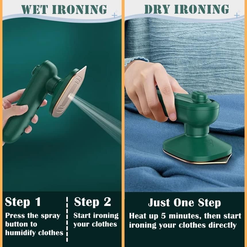 Mini Portable Steam Iron for Clothes, Handheld Wrinkle Removal Steamer with Water Tank, Lightweight Fast Heat Ironing Machine