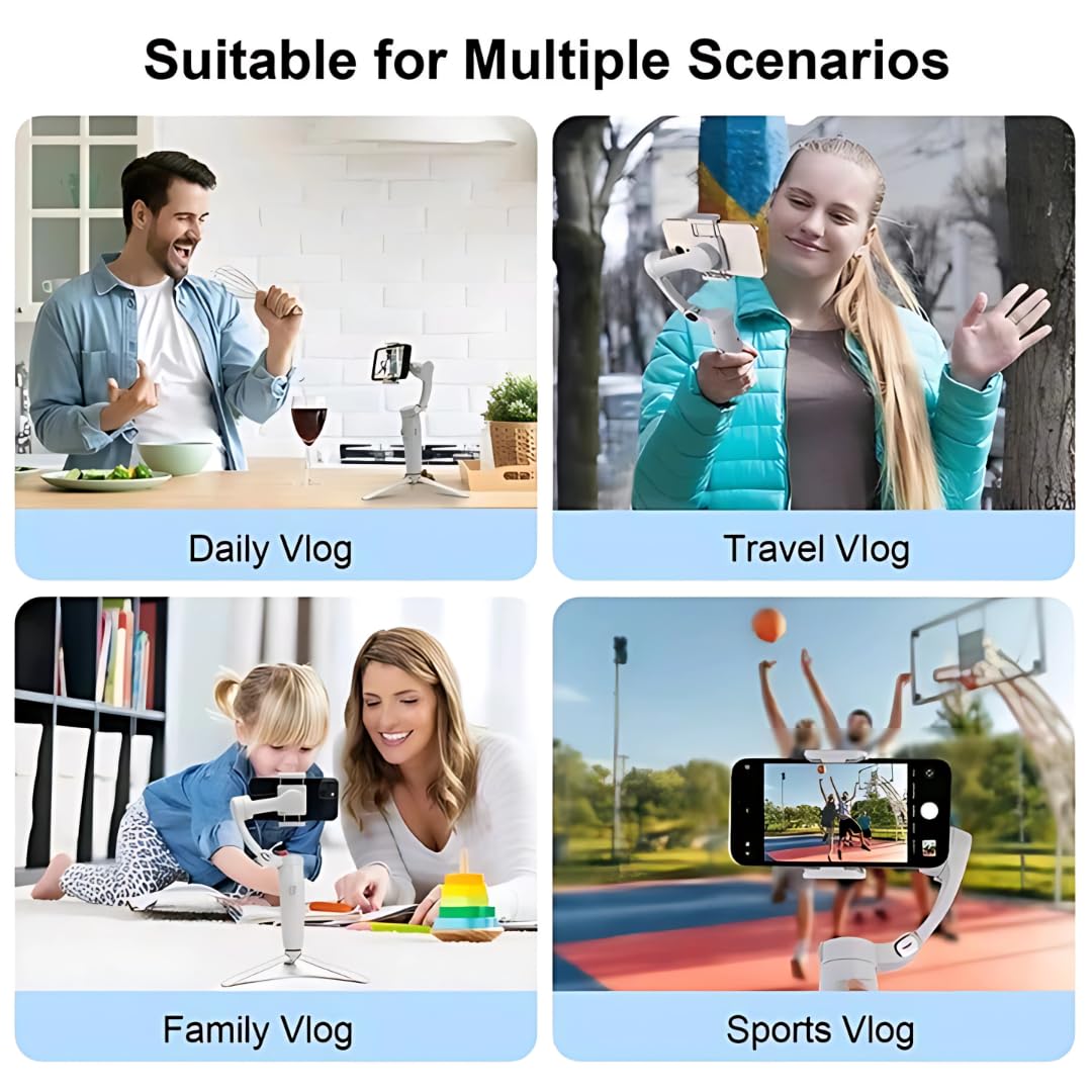 M1 Foldable 3-Axis Gimbal Stabiliser for Smartphones, Object Tracking, Panoramic, Time-Lapse & Slow-Motion, 2500mAh Battery