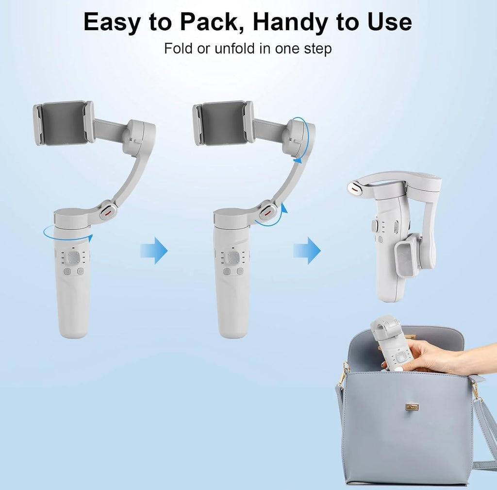 M1 Foldable 3-Axis Gimbal Stabiliser for Smartphones, Object Tracking, Panoramic, Time-Lapse & Slow-Motion, 2500mAh Battery