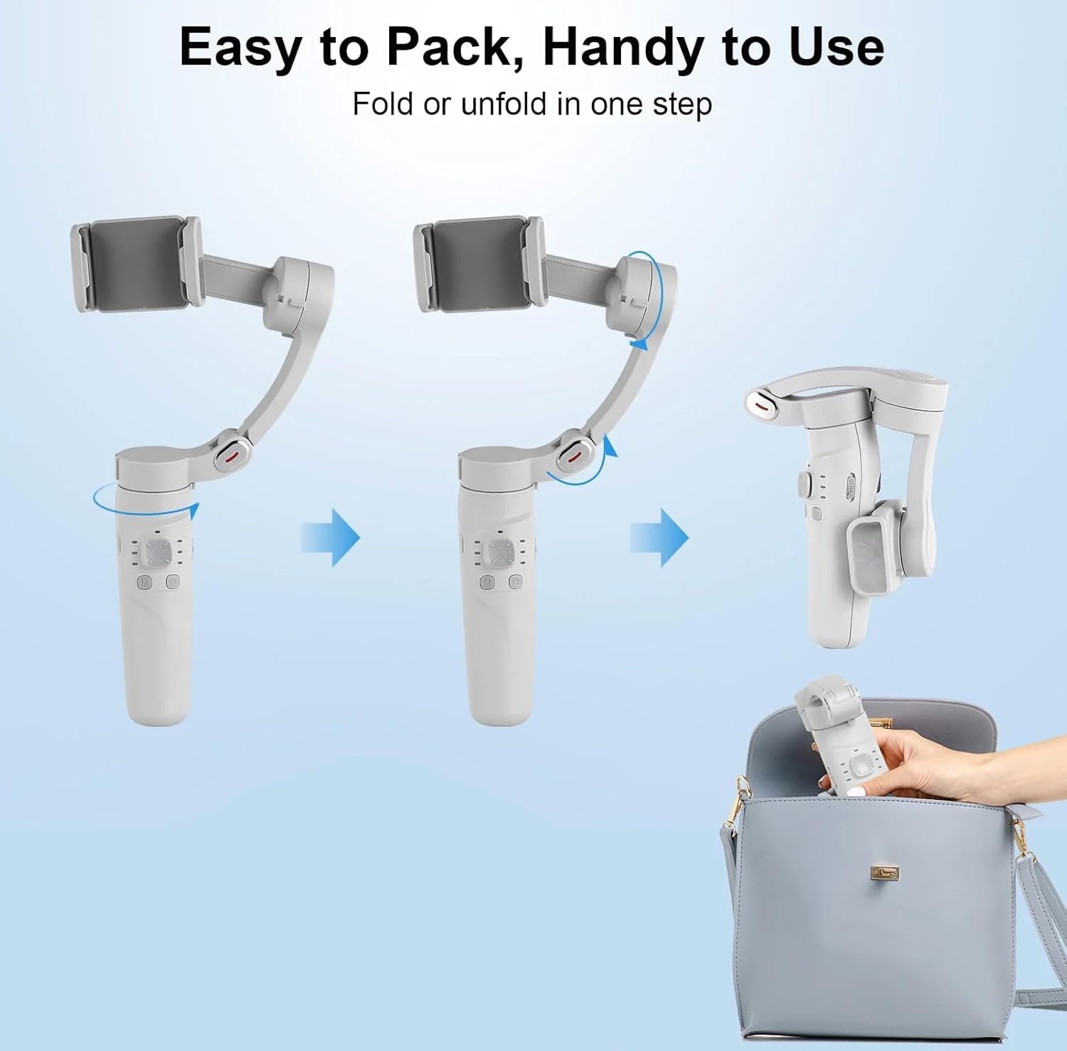 M1 Foldable 3-Axis Gimbal Stabiliser for Smartphones, Object Tracking, Panoramic, Time-Lapse & Slow-Motion, 2500mAh Battery