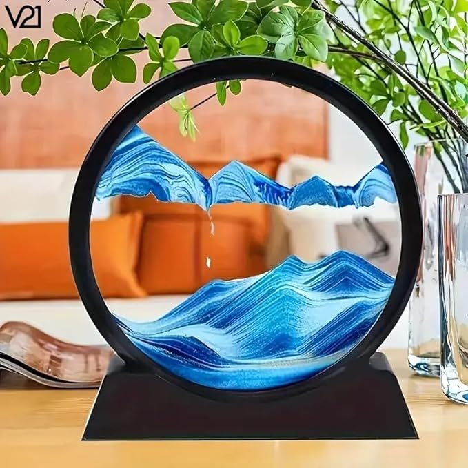 Rotating Sand Art Frame | Flowing Liquid Motion Desk Decor | Relaxing Sandscape Toy for Home & Office