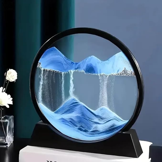 Rotating Sand Art Frame | Flowing Liquid Motion Desk Decor | Relaxing Sandscape Toy for Home & Office