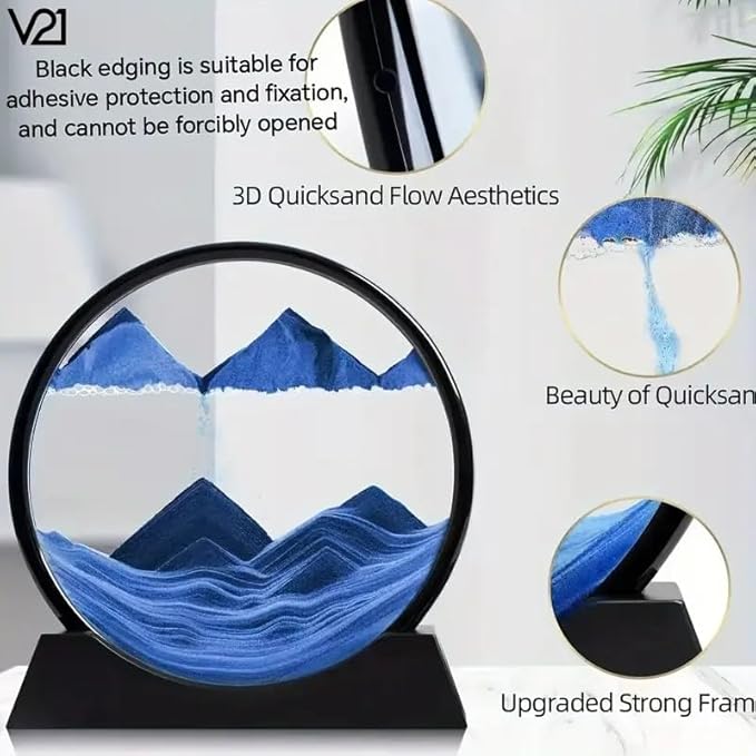 Rotating Sand Art Frame | Flowing Liquid Motion Desk Decor | Relaxing Sandscape Toy for Home & Office