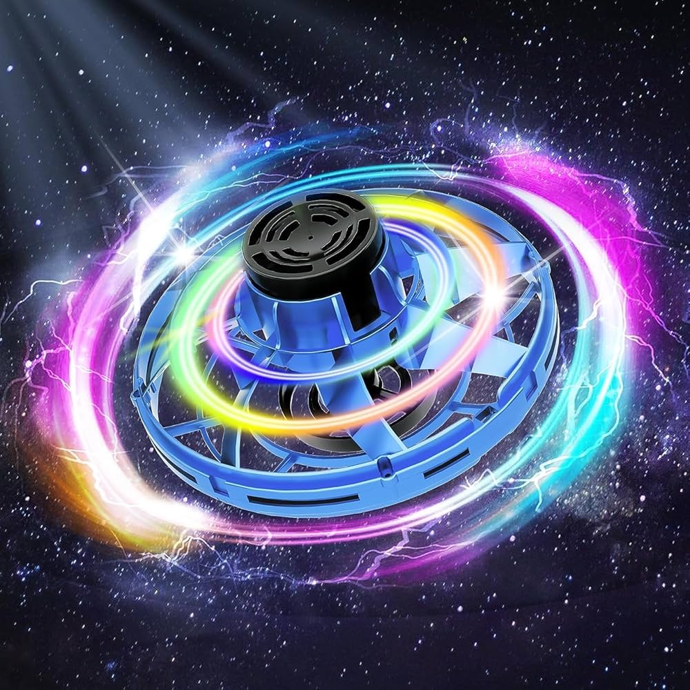 Quick Hand-Controlled UFO Flying Spinner Toy – Rechargeable LED Hover Spinner for Kids & Adults, Cool Tricks & Outdoor Fun Ages 6+ (Multicolor)